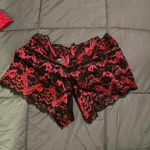 Lace Trim Women's Intimates in Black and Red